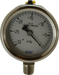 Wika - 2-1/2" Dial, 1/4 Thread, 30-0 Scale Range, Pressure Gauge - Lower Connection Mount, Accurate to 1.5% of Scale - Exact Tooling