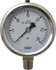 Wika - 2-1/2" Dial, 1/4 Thread, 0-30 Scale Range, Pressure Gauge - Lower Connection Mount, Accurate to 1.5% of Scale - Exact Tooling