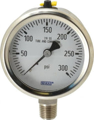 Wika - 2-1/2" Dial, 1/4 Thread, 0-300 Scale Range, Pressure Gauge - Lower Connection Mount, Accurate to 1.5% of Scale - Exact Tooling