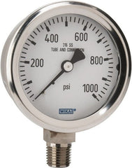 Wika - 2-1/2" Dial, 1/4 Thread, 0-1,000 Scale Range, Pressure Gauge - Lower Connection Mount, Accurate to 1.5% of Scale - Exact Tooling