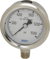 Wika - 2-1/2" Dial, 1/4 Thread, 0-1,500 Scale Range, Pressure Gauge - Lower Connection Mount, Accurate to 1.5% of Scale - Exact Tooling