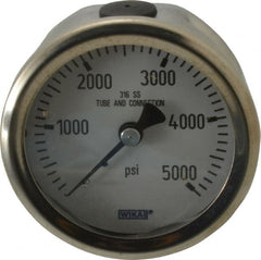 Wika - 2-1/2" Dial, 1/4 Thread, 0-5,000 Scale Range, Pressure Gauge - Center Back Connection Mount, Accurate to 1.5% of Scale - Exact Tooling