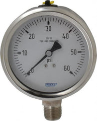 Wika - 4" Dial, 1/2 Thread, 0-60 Scale Range, Pressure Gauge - Lower Connection Mount, Accurate to 1% of Scale - Exact Tooling