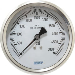 Wika - 4" Dial, 1/2 Thread, 0-5,000 Scale Range, Pressure Gauge - Lower Back Connection Mount, Accurate to 1% of Scale - Exact Tooling