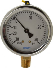 Wika - 2-1/2" Dial, 1/4 Thread, 30-0-30 Scale Range, Pressure Gauge - Lower Connection Mount, Accurate to 1.5% of Scale - Exact Tooling