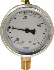 Wika - 2-1/2" Dial, 1/4 Thread, 30-0-60 Scale Range, Pressure Gauge - Lower Connection Mount, Accurate to 1.5% of Scale - Exact Tooling