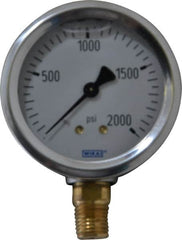 Wika - 2-1/2" Dial, 1/4 Thread, 0-2,000 Scale Range, Pressure Gauge - Lower Connection Mount, Accurate to 1.5% of Scale - Exact Tooling