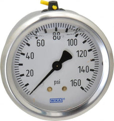 Wika - 2-1/2" Dial, 1/4 Thread, 0-160 Scale Range, Pressure Gauge - Center Back Connection Mount, Accurate to 1.5% of Scale - Exact Tooling
