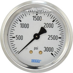 Wika - 2-1/2" Dial, 1/4 Thread, 0-3,000 Scale Range, Pressure Gauge - Center Back Connection Mount, Accurate to 1.5% of Scale - Exact Tooling