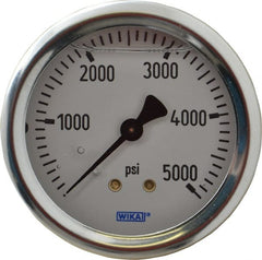 Wika - 2-1/2" Dial, 1/4 Thread, 0-5,000 Scale Range, Pressure Gauge - Center Back Connection Mount, Accurate to 1.5% of Scale - Exact Tooling