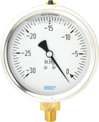 Wika - 4" Dial, 1/4 Thread, 30-0 Scale Range, Pressure Gauge - Lower Connection Mount, Accurate to 1% of Scale - Exact Tooling