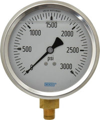 Wika - 4" Dial, 1/4 Thread, 0-3,000 Scale Range, Pressure Gauge - Lower Connection Mount, Accurate to 1% of Scale - Exact Tooling