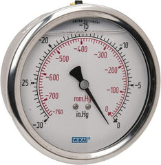 Wika - 4" Dial, 1/4 Thread, 30-0 Scale Range, Pressure Gauge - Lower Back Connection Mount, Accurate to 1% of Scale - Exact Tooling