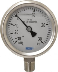 Wika - 2-1/2" Dial, 1/4 Thread, 30-0-30 Scale Range, Pressure Gauge - Lower Connection Mount, Accurate to 1.5% of Scale - Exact Tooling