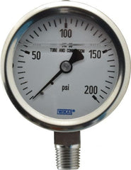 Wika - 2-1/2" Dial, 1/4 Thread, 0-200 Scale Range, Pressure Gauge - Lower Connection Mount, Accurate to 1.5% of Scale - Exact Tooling