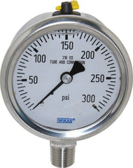 Wika - 2-1/2" Dial, 1/4 Thread, 0-300 Scale Range, Pressure Gauge - Lower Connection Mount, Accurate to 1.5% of Scale - Exact Tooling