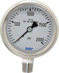 Wika - 2-1/2" Dial, 1/4 Thread, 0-2,000 Scale Range, Pressure Gauge - Lower Connection Mount, Accurate to 1.5% of Scale - Exact Tooling