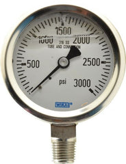 Wika - 2-1/2" Dial, 1/4 Thread, 0-3,000 Scale Range, Pressure Gauge - Lower Connection Mount, Accurate to 1.5% of Scale - Exact Tooling