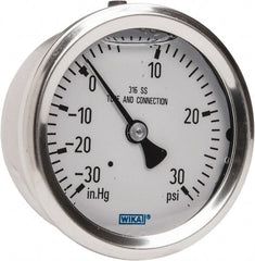 Wika - 2-1/2" Dial, 1/4 Thread, 30-0-30 Scale Range, Pressure Gauge - Center Back Connection Mount, Accurate to 1.5% of Scale - Exact Tooling