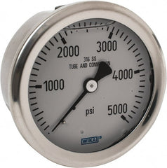 Wika - 2-1/2" Dial, 1/4 Thread, 0-5,000 Scale Range, Pressure Gauge - Center Back Connection Mount, Accurate to 1.5% of Scale - Exact Tooling