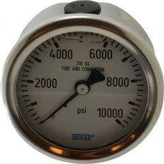 Wika - 2-1/2" Dial, 1/4 Thread, 0-10,000 Scale Range, Pressure Gauge - Center Back Connection Mount, Accurate to 1.5% of Scale - Exact Tooling