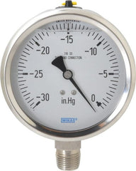 Wika - 4" Dial, 1/2 Thread, 30-0 Scale Range, Pressure Gauge - Lower Connection Mount, Accurate to 1% of Scale - Exact Tooling