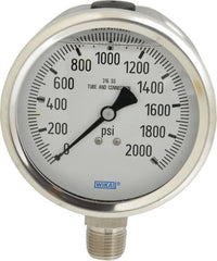 Wika - 4" Dial, 1/2 Thread, 0-2,000 Scale Range, Pressure Gauge - Lower Connection Mount, Accurate to 1% of Scale - Exact Tooling