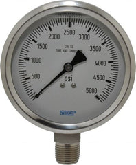 Wika - 4" Dial, 1/2 Thread, 0-5,000 Scale Range, Pressure Gauge - Lower Connection Mount, Accurate to 1% of Scale - Exact Tooling