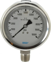 Wika - 4" Dial, 1/2 Thread, 0-10,000 Scale Range, Pressure Gauge - Lower Connection Mount, Accurate to 1% of Scale - Exact Tooling