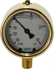 Wika - 2-1/2" Dial, 1/4 Thread, 30-0-30 Scale Range, Pressure Gauge - Lower Connection Mount, Accurate to 1.5% of Scale - Exact Tooling