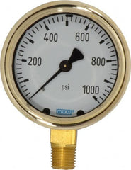 Wika - 2-1/2" Dial, 1/4 Thread, 0-1,000 Scale Range, Pressure Gauge - Lower Connection Mount, Accurate to 1.5% of Scale - Exact Tooling