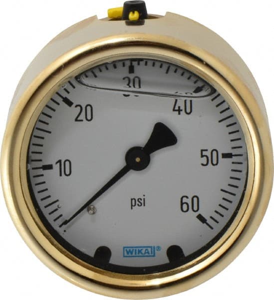 Wika - 2-1/2" Dial, 1/4 Thread, 0-60 Scale Range, Pressure Gauge - Back Connection Mount, Accurate to 1.5% of Scale - Exact Tooling
