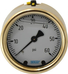 Wika - 2-1/2" Dial, 1/4 Thread, 0-60 Scale Range, Pressure Gauge - Back Connection Mount, Accurate to 1.5% of Scale - Exact Tooling