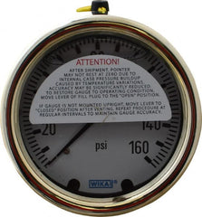 Wika - 2-1/2" Dial, 1/4 Thread, 0-160 Scale Range, Pressure Gauge - Back Connection Mount, Accurate to 1.5% of Scale - Exact Tooling