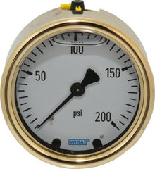 Wika - 2-1/2" Dial, 1/4 Thread, 0-200 Scale Range, Pressure Gauge - Back Connection Mount, Accurate to 1.5% of Scale - Exact Tooling