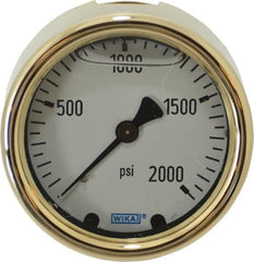 Wika - 2-1/2" Dial, 1/4 Thread, 0-2,000 Scale Range, Pressure Gauge - Back Connection Mount, Accurate to 1.5% of Scale - Exact Tooling