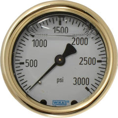 Wika - 2-1/2" Dial, 1/4 Thread, 0-3,000 Scale Range, Pressure Gauge - Back Connection Mount, Accurate to 1.5% of Scale - Exact Tooling