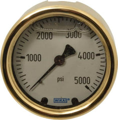 Wika - 2-1/2" Dial, 1/4 Thread, 0-5,000 Scale Range, Pressure Gauge - Back Connection Mount, Accurate to 1.5% of Scale - Exact Tooling