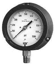 Wika - 4-1/2" Dial, 1/4 Thread, 0-160 Scale Range, Pressure Gauge - Lower Connection, Rear Flange Connection Mount, Accurate to 0.5% of Scale - Exact Tooling