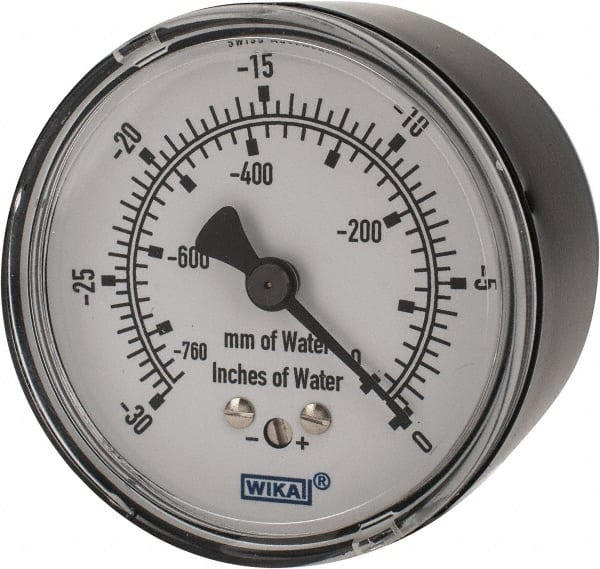 Wika - 2-1/2" Dial, 1/4 Thread, 0-30/0-760 Scale Range, Pressure Gauge - Center Back Connection Mount, Accurate to 1.5% of Scale - Exact Tooling