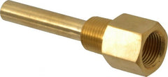 Alloy Engineering - 4 Inch Overall Length, 1/2 Inch Thread, Brass Standard Thermowell - 2-1/2 Inch Insertion Length - Exact Tooling