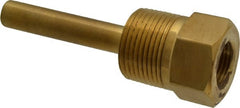 Alloy Engineering - 4 Inch Overall Length, 1 Inch Thread, Brass Standard Thermowell - 2-1/2 Inch Insertion Length - Exact Tooling