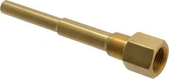 Alloy Engineering - 6 Inch Overall Length, 1/2 Inch Thread, Brass Standard Thermowell - 4-1/2 Inch Insertion Length - Exact Tooling