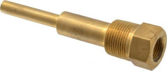 Alloy Engineering - 6 Inch Overall Length, 1 Inch Thread, Brass Standard Thermowell - 4-1/2 Inch Insertion Length - Exact Tooling
