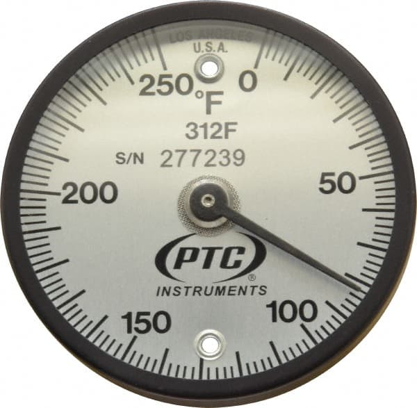 PTC Instruments - 250°F, 2 Inch Dial Diameter, Dual Magnet Mount Thermometer - 2° Division Graduation - Exact Tooling