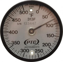 PTC Instruments - 500°F, 2 Inch Dial Diameter, Dual Magnet Mount Thermometer - 5° Division Graduation - Exact Tooling