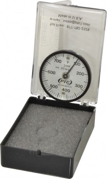 PTC Instruments - 50 to 750°F, 2 Inch Dial Diameter, Dual Magnet Mount Thermometer - 10° Division Graduation - Exact Tooling