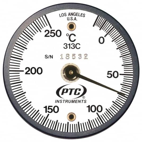 PTC Instruments - -20 to 200°C, 2 Inch Dial Diameter, Dual Magnet Mount Thermometer - 2° Division Graduation - Exact Tooling