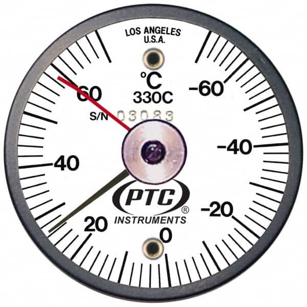 PTC Instruments - -70 to 70°C, 2 Inch Dial Diameter, Dual Magnet Mount Thermometer - 2° Division Graduation - Exact Tooling