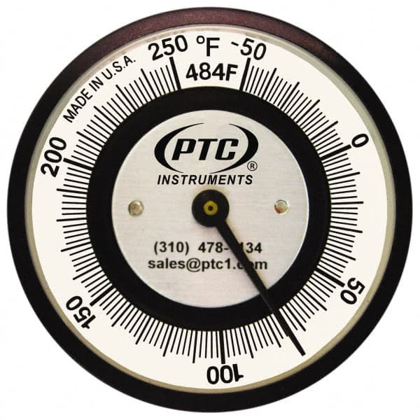 PTC Instruments - -50 to 250°F, 2 Inch Dial Diameter, Pipe Surface Clip On Thermometer - 2° Division Graduation - Exact Tooling